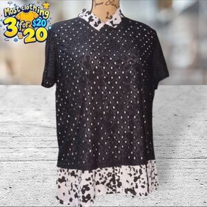 Elle eyelet mock layered top size L